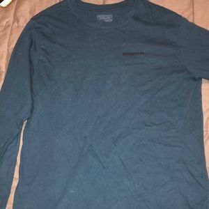 blue long sleeve patagonia shirt